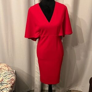 Calvin Klein Red Midi Dress with V-Neck